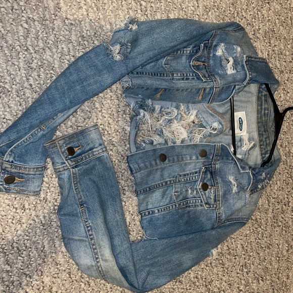 Old Navy Jackets & Blazers - distressed ripped jean jacket cropped